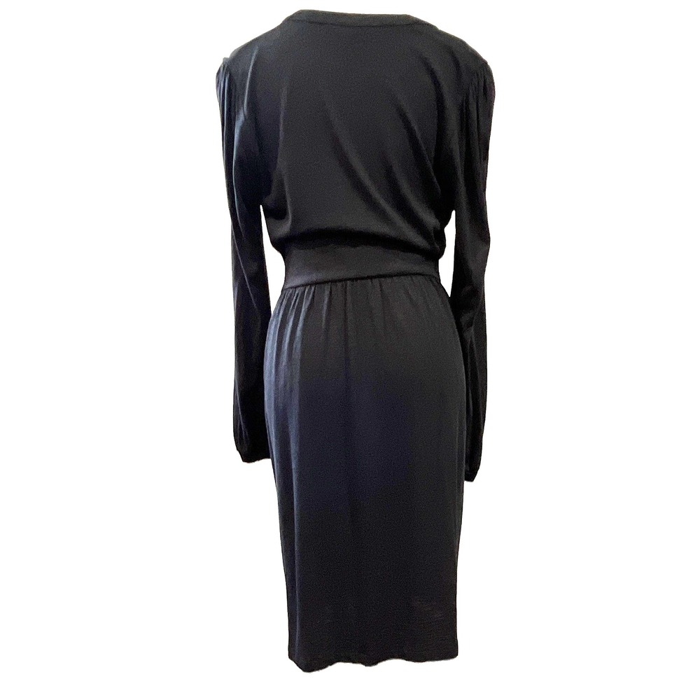 Boden Black V-Neck Empire Waist Jersey Dress Long Sleeve Cotton Modal US 8R - Picture 9 of 9